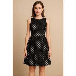 Ann Taylor Loft Polka Dot Fit Flare Dress Petite 2 Coquette Twee Retro